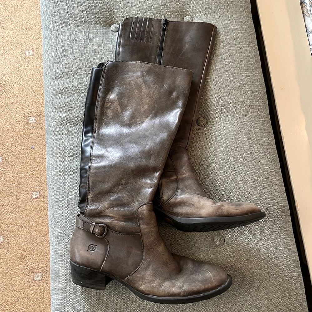 Born 10.5 Gray leather knee high boots